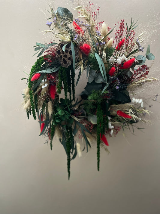 Luxury Amaranthus and Hydrangea Christmas Wreath