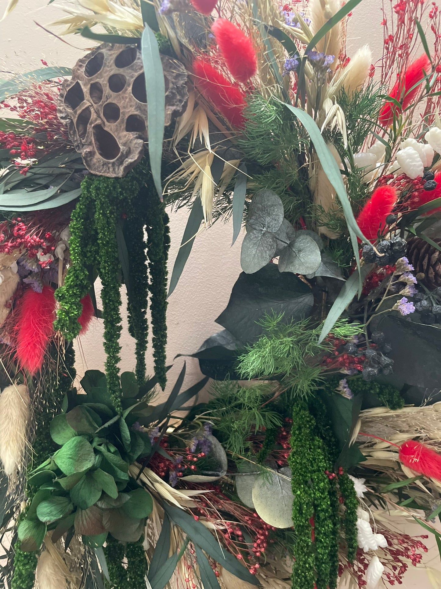 Luxury Amaranthus and Hydrangea Christmas Wreath