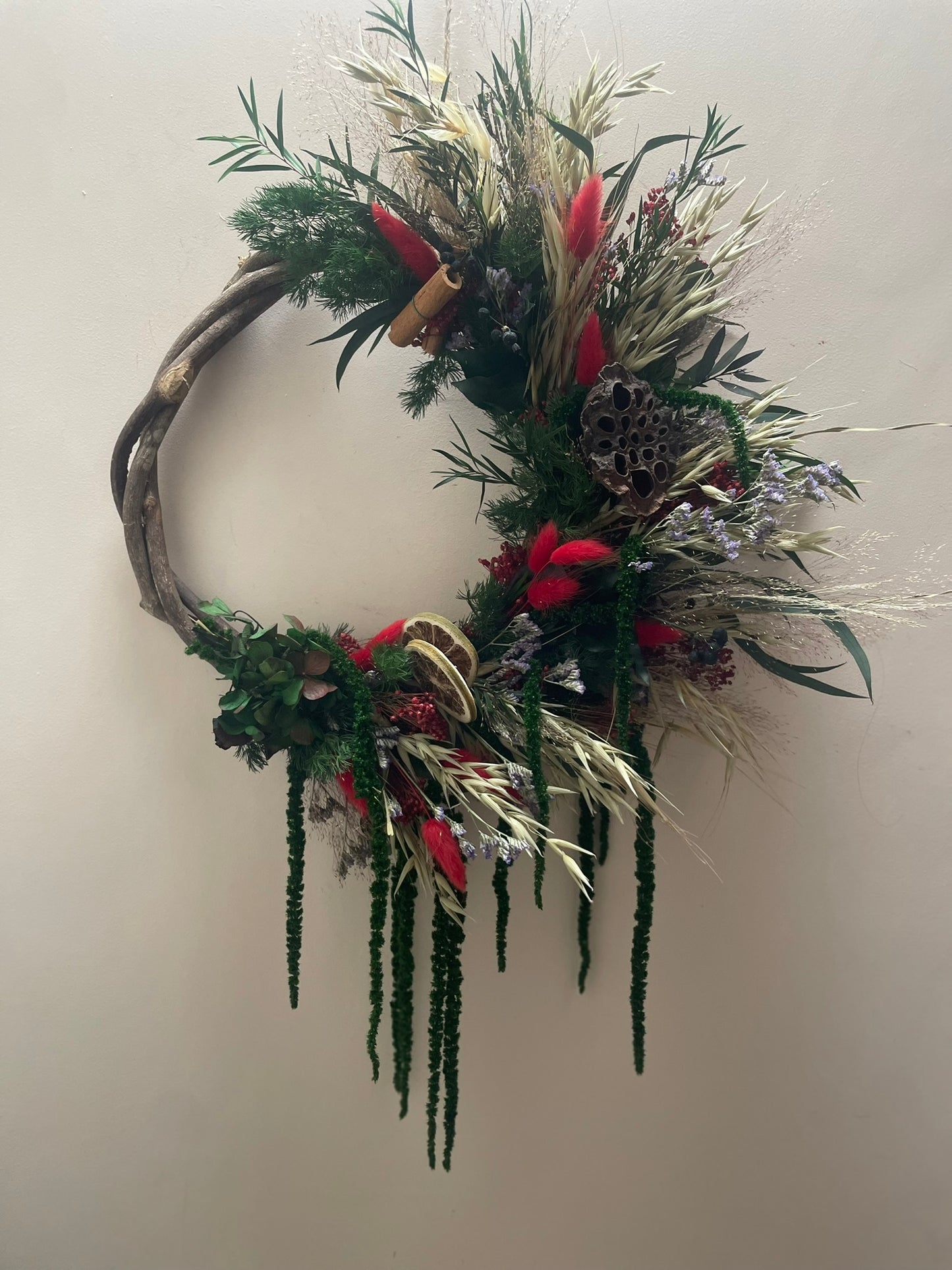 Luxury Amaranthus and Hydrangea Christmas Wreath