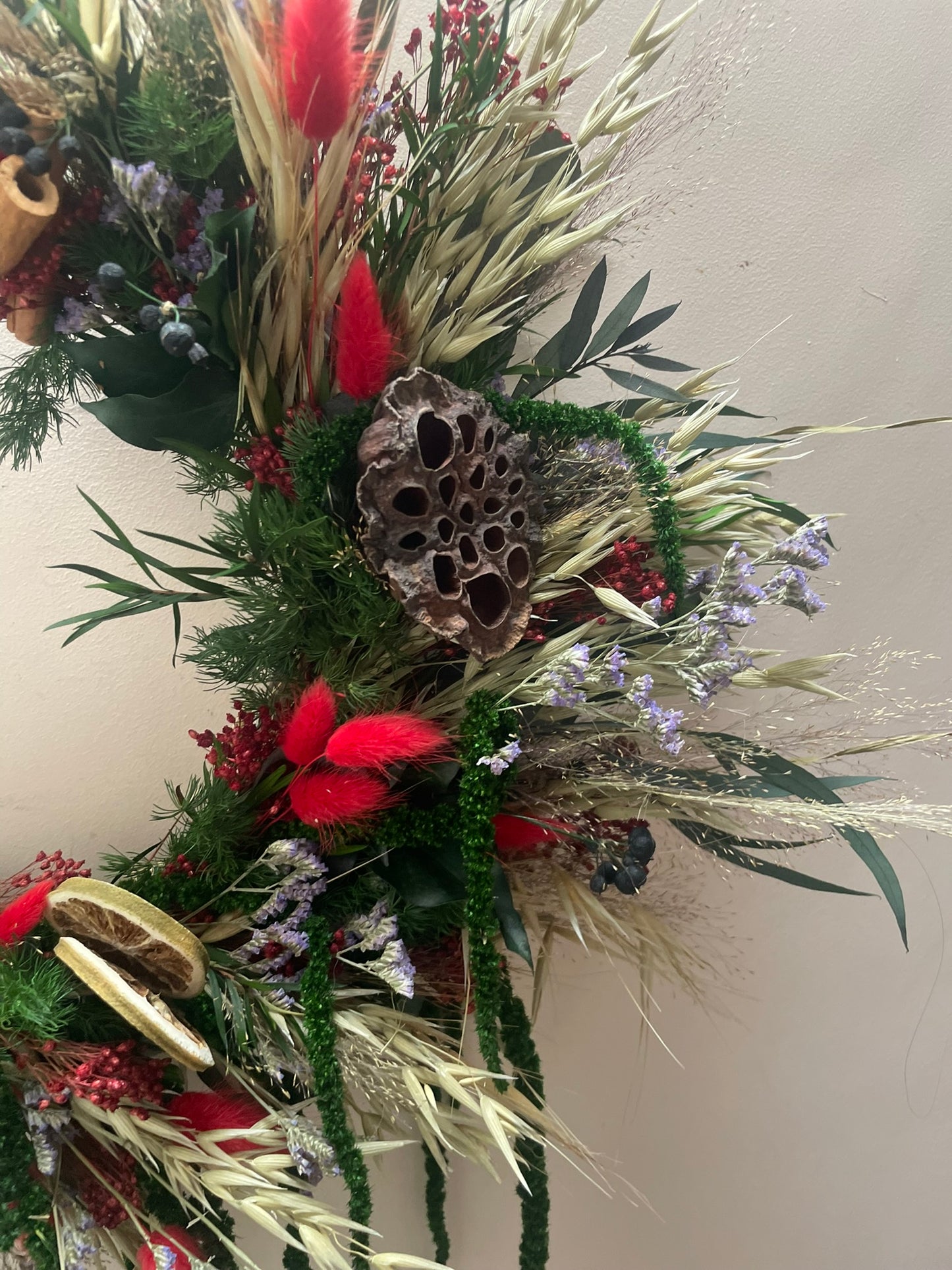 Luxury Amaranthus and Hydrangea Christmas Wreath