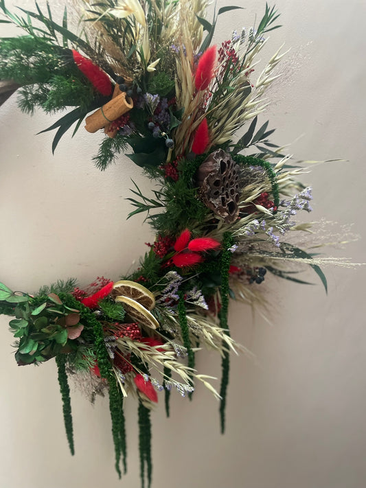Luxury Amaranthus and Hydrangea Christmas Wreath