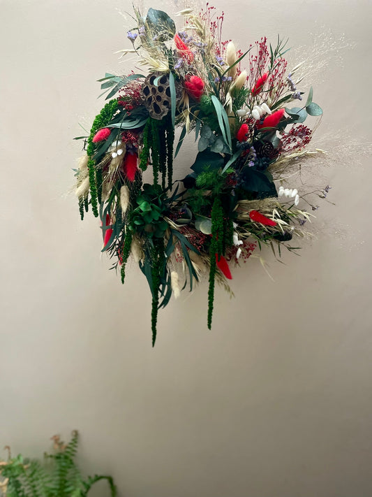 Luxury Amaranthus and Hydrangea Christmas Wreath